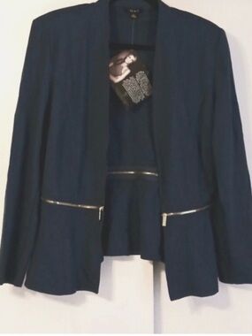 IMAN "Global Chic" Dark Blue Zip Around Jacket in Size M  (NWT)